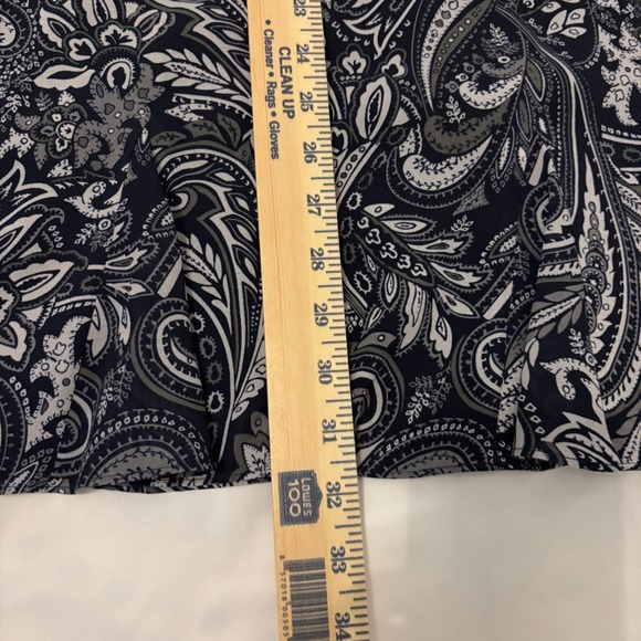 Pendleton Silk Wool Chic Cottagecore Paisley Midi Skirt Navy Blue Grey White XL - Picture 6 of 8